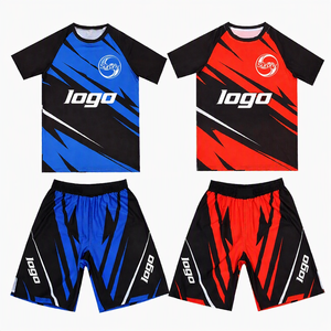 Conjunto de MMA: Shorts de Combate y Rash Guard Transpirables para Entrenamiento de Grappling, BJJ, <span class=keywords><strong>Muay</strong></span> Thai, Gimnasio. Personalizado, OEM, Venta al por Mayor para Hombres. - Product Image 1