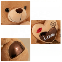 Ours en peluche personnalisés avec cœur d'amour, vente en gros, fabricant de jouets en peluche doux personnalisés, cadeau surprise pour la Saint-Valentin