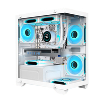 Caja de PC Micro ATX para Juegos, Panel de Vidrio de Doble Cara con Vista Completa, Cajas de Computadora para Juegos de Torre Media, Chasis de Escritorio para Computadora de Juegos