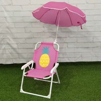 Enfant mignon imprimé dauphin crème glacée cactus ananas flamant rose motif enfants facile à plier chaise de plage avec parapluie pas cher facile à prendre