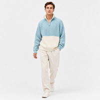 Pull Homme MENGTU à Demi-Zip en Tricot Côtelé Effet Délavé Vintage avec Logo Personnalisé – Style Streetwear