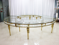 Design moderne table de mariage pour banquet en acier inoxydable en forme de S Table de luxe en acier inoxydable pour la lune Table demi-ronde en acier inoxydable