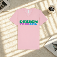 T-shirt en jersey pour homme à col en V et manches courtes 100% coton pur avec impression sérigraphique, tissu doux, marque personnalisée, multicolores