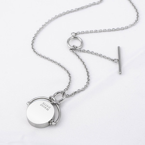 Geometric <b>Titanium</b> Steel Long Necklace Adjustable Rotating Pendant Unisex Fashion Jewelry Gift - Product Image 2