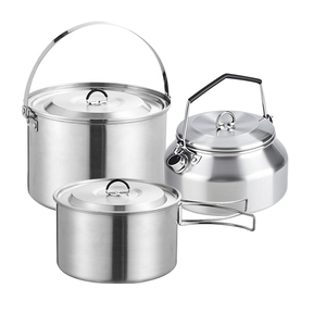 <span class=keywords><strong>Set</strong></span> di Pentole da Campeggio in Acciaio Inox 304, <span class=keywords><strong>Set</strong></span> con Bollitore per Escursioni, Cucina all'Aperto e Picnic - Product Image 1