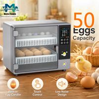 Incubateur automatique 50 œufs à double alimentation (AC220V/DC12V) avec écran tactile, retournement automatique, contrôle intelligent de la température et de l'humidité