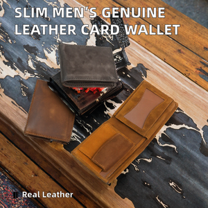 Cartera de Cuero Genuino para Hombre, Delgada, Bifold, con Bloqueo RFID, Bolsillo Corto, Estilo Vintage, Color Marrón - Product Image 2