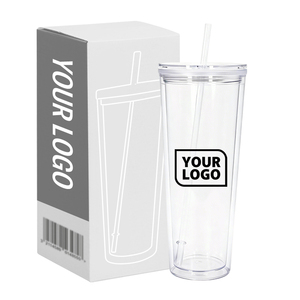 Gobelet à neige en acrylique de 24 oz, gobelet à neige avec paille en plastique, gobelet à neige transparent pré-percé - Product Image 1