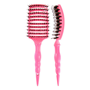 Cepillo de pelo rosa con cerdas de jabalí, forma de paleta oblonga para un peinado suave - Product Image 4
