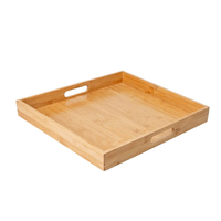 Plateau de service en bambou écologique de grande taille avec poignées latérales ergonomiques pour la présentation du café, du thé, des fruits et des aliments