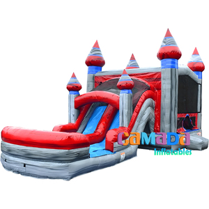 PVC de alta calidad 26x13ft Mármol Azul Salto Castillo Piscina Toboganes Casa de rebote en venta Castillo Inflable Y Tobogan - Product Image 3
