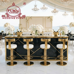 Muebles para Club Nocturno, Barra de Bar de Cócteles con Marco Metálico y PVC Negro - Product Image 2