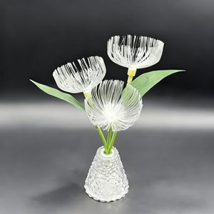 Lumière à fibre optique en forme de méduse à 3 têtes, base à effet d'ondulation d'eau, moderne, décoration créative d'intérieur, lumière changeante de couleur pour Noël - Product Image 4