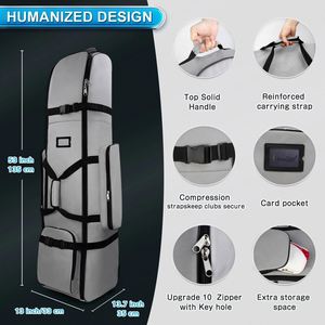 Sac de voyage de golf professionnel personnalisé en polyester 900D épaissi, tissu imperméable de haute qualité avec roulettes pour les compagnies aériennes - Product Image 2