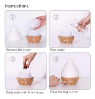 Humidificateur ultrasonique en céramique rustique, alimenté par USB, avec trois modes d'éclairage, mode temporisé 180 ml, pour table