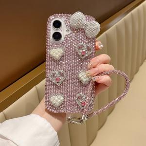 Coque de téléphone portable Super Féerique Scintillante Diamant Luxe Papillon Électroplaqué Antichoc Style Ins pour 16 Pro Max avec Sangle - Product Image 2