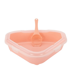 Dreieckige Halbgeschlossene Katzentoilette Große Größe Anti-Spritz Anti-Geruch Katzentoilette mit Schaufel für Katzen und Welpen - Product Image 4