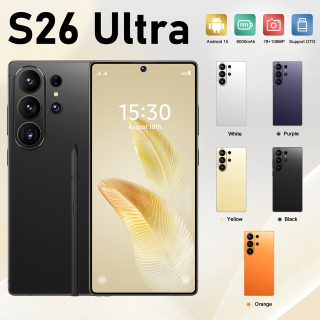 22GB+2TB 2026 New S26 Ultra Android 15 Deca Core Smartphone Large Screen 144Hz 65W Quick Charge Built-in Pen Global 5G Phones