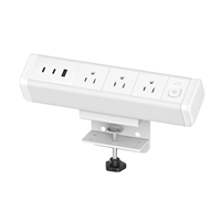 Multiprise de bureau à fixation murale 65W PD à charge rapide avec 3 prises CA US et 3 ports USB, prise de bureau dissimulée pour ordinateur portable