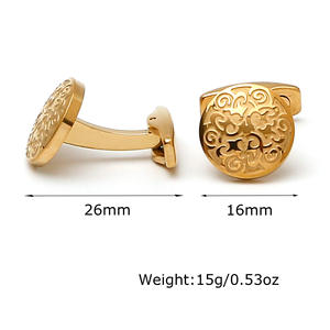 Mancuernillas de Lujo de Alta Calidad, Mancuernillas de Metal con Personalidad, Mancuernillas Redondas de Acero Inoxidable Doradas para Camisa - Product Image 3