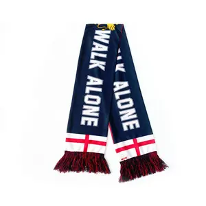Free Sample Hot Selling Custom Polyester Printed Or Jacquard Design With tassels Football Club Soccer Fan Scarf