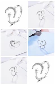Custom Hot Selling Japan Luxury Sterling Silver Finger <strong>Rings</strong> Stars Heart Flower Crown Rhinestone <strong>Moonstone</strong> <strong>Ring</strong> for Women - Product Image 5