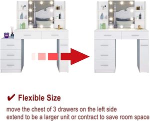 Table de maquillage moderne de luxe <span class=keywords><strong>pour</strong></span> chambre à coucher avec miroir LED et tiroir lumineux, table de maquillage <span class=keywords><strong>pour</strong></span> chambre à coucher - Product Image 6