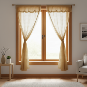 Panel de Cortinas Caladas de 2m de Alto x 2.50m de Ancho con Diseño a Cuadros, Cortinas Transparentes para Ventana - Product Image 2