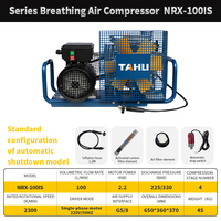 Compresseur d'air respiratoire portable à piston TAHU NRX-100IS avec arrêt automatique, moteur, débit de 100 L/min, pression de 225/330 BAR