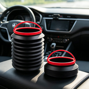 Folding Trash Can 4L <b>Collapsible</b> Round Car Garbage Can Hanging <b>Storage</b> For Vehicle Interior Use - Product Image 3