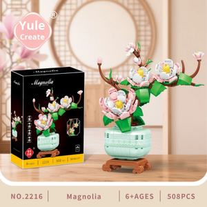 Jouet de construction éducatif en gros, style DIY, compatible avec les blocs en plastique ABS, ornement, panier à fleurs, particules éternelles, plante en pot - Product Image 2