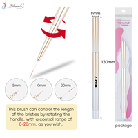 Yihuale Nuevo Pincel Retráctil Giratorio Ajustable para Delineado de Uñas con Longitud de Pelo de 0-20mm para Líneas Finas