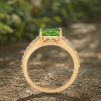 Bague Tendance en Or 18 carats avec Pierre de Peridote Verte Naturelle Pure Taille Princesse, Accessoire de Mariage et de Fête pour Femmes et Enfants – Grande Vente