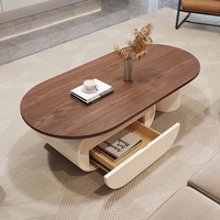 Nouvelle table basse en bois design créatif, couleur crème, moderne, durable et décorative pour petit salon.