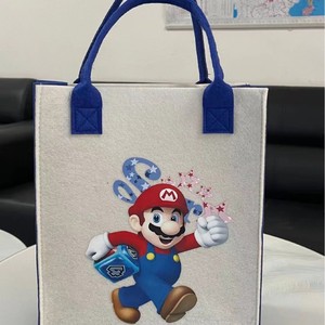 卡通草莓熊印花毛毡包中号毛绒公仔手提包生日派对礼品青睐女童购物袋制作PP - Product Image 4