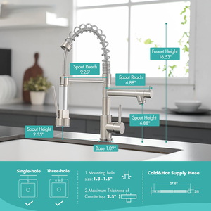 Đương Đại hai đầu linh hoạt nhà bếp Mixer áp lực cao nồi phụ với kéo phun vòi nước mùa xuân cho nhà bếp hiện đại - Product Image 6