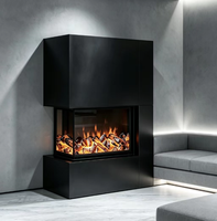 Insert de cheminée linéaire moderne en acier à ventilation directe avec effet de flamme LED, chauffage électrique mural de 40 à 100 pouces pour intérieur