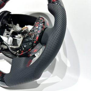 Volant sport à 3 branches en fibre de carbone forgée rouge, compatible avec Renault <span class=keywords><strong>Clio</strong></span> <span class=keywords><strong>4</strong></span> - Product Image 3