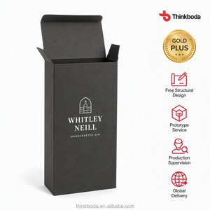 Boîte cadeau personnalisée pour <span class=keywords><strong>gin</strong></span>, 1 bouteille de 750 ml avec logo, boîte en carton noir de luxe pour l'emballage de bouteilles d'alcool, vente en gros - Product Image 1