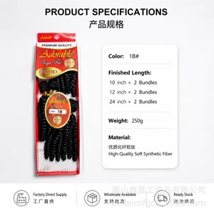 Extensiones de Cabello Sintético Rizado Africano para Trenzas, 6 Paquetes de 250g en Caja, Venta al Por Mayor - Product Image 5