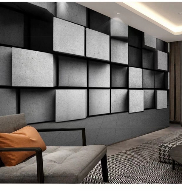 Irini Custom 8D Modern Industrial Style Geometric Gray Pattern Indoor Wallpaper 3D PVC Peel and Stick Wall Paper for House Decor