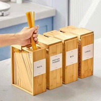 Distributeur Alimentaire Rectangulaire de 3L en Bambou Design Moderne avec Couvercle pour Céréales, Riz, Farine, Snacks et Bonbons