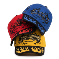 Gorra de Béisbol Personalizada de Alta Calidad, 6 Paneles, Amarilla y Negra, Visera Curva, Logotipo Bordado con Llama, Unisex para Adultos, Venta al Por Mayor, OEM, ODM