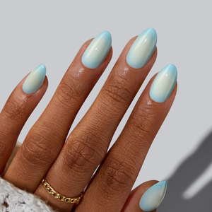 BTArtbox doux Gel XCOAT 3D Floral presse sur les ongles en gros court amande fait à la main <span class=keywords><strong>bleu</strong></span> français pointe faux ongles - Product Image 1