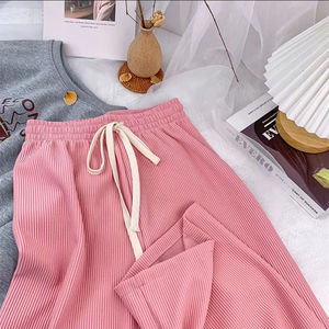 <span class=keywords><strong>Pantalon</strong></span> d'été à jambes larges <span class=keywords><strong>Pantalon</strong></span> décontracté à taille haute <span class=keywords><strong>Pantalon</strong></span> long Streetwear Femme <span class=keywords><strong>Pantalon</strong></span> cargo en polyester de couleur unie plissé Image - Product Image 5