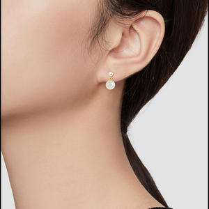 Boucles d'oreilles en jade néphrite naturel rondes, incrustation argent S925, bijoux pour femmes, style simple et tendance, certificat d'évaluation D864 - Product Image 5