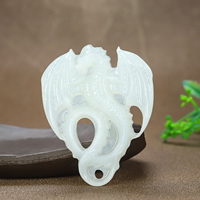 Nouvelle statue de dragon en jade naturel sculptée et gravée, objet décoratif artisanal Feng Shui, mascotte