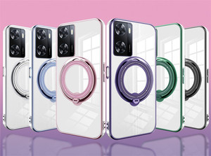 Coque de TPU galvanizado transparente de lujo para OPPO <span class=keywords><strong>Realme</strong></span> 10 y A17K soporte de imanes a prueba de golpes funda trasera para teléfono móvil - Product Image 4