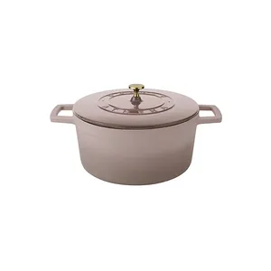 北欧风格厨房食品罐28厘米圆形不粘铸铁搪瓷砂锅炊具罐