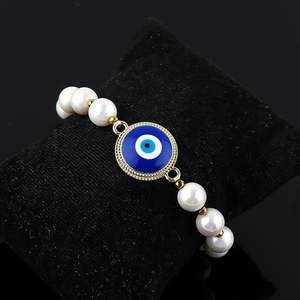 Evil Eye Freshwater Pearl <b>Beaded</b> <b>Bracelet</b> With Amulet Protection Chakra Energy Healing Good Luck Jewelry Unisex Adult Gift - Product Image 5